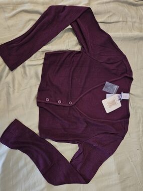 Savage X Fenty Deep Plum Ribbed Button Cardigan